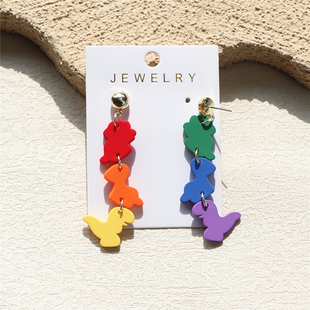 Colorful Dinosaur Clay Texture Acrylic Earrings, Cute Design